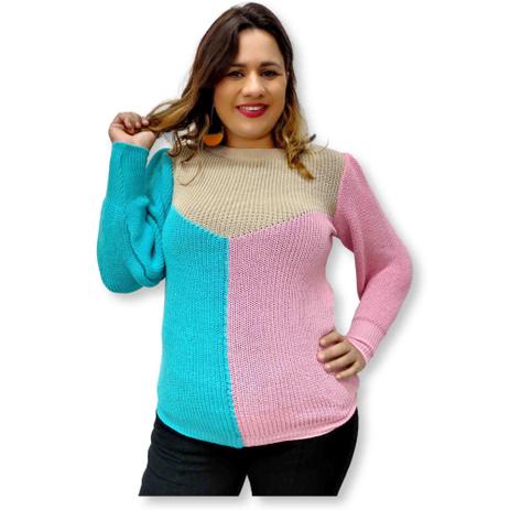 blusa tricot colorida