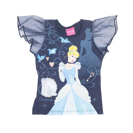 Blusa Infantil Cinderela Azul Marinho - Disney - Brandili Menor preço em Blusa Infantil Cinderela Azul Marinho - Disney - Brandili