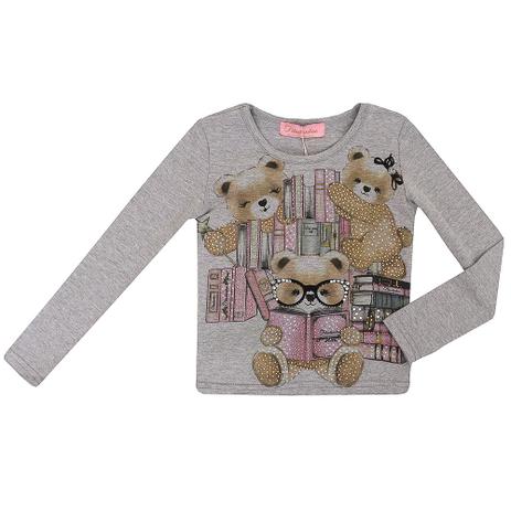 Blusa Infantil Cotton Ursos e Livros - Pituchinhus Menor preço em Blusa Infantil Cotton Ursos e Livros - Pituchinhus