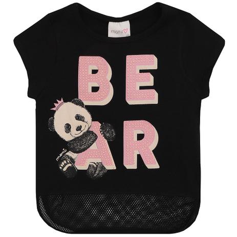 Blusa Infantil Momi Manga Curta Bordado e Tela Menor preço em Blusa Infantil Momi Manga Curta Bordado e Tela