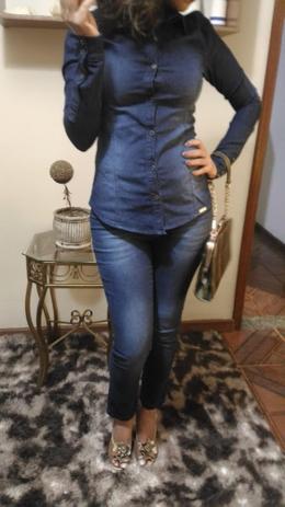 blusa jeans feminina manga longa