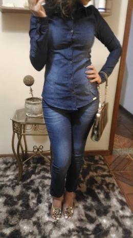 blusa jeans com manga