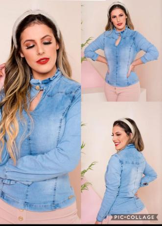 blusa jeans longa