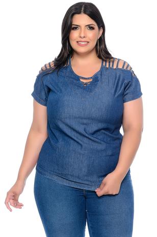 blusa jeans plus size