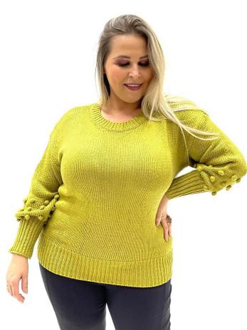 Blusa Infantil Manga Longa Pompom Tricô Feminina Bebelandia Ref: 5236 4/8  em Promoção | Ofertas na Americanas