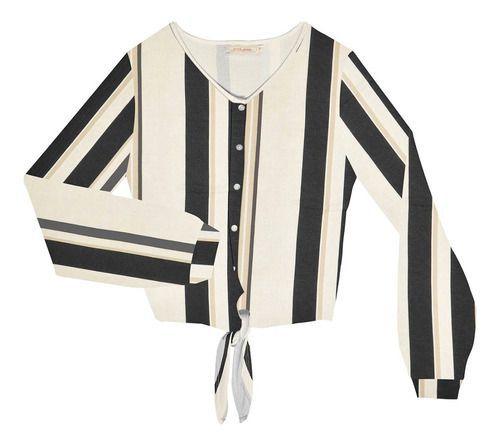 blusa manga longa de amarrar na frente