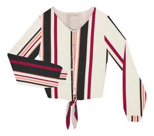 blusa manga longa de amarrar na frente