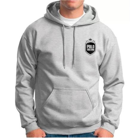 gray polo zip up moletom com capuz