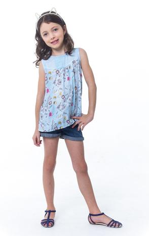 Blusa Regata Infantil Menina Paris Azul -Tamanho 4 - Casa de bonecas Menor preço em Blusa Regata Infantil Menina Paris Azul -Tamanho 4 - Casa de bonecas