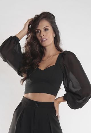 blusa cropped manga princesa