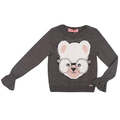 Blusa Tricot Infantil Rosto Urso Óculos - Pituchinhus Menor preço em Blusa Tricot Infantil Rosto Urso Óculos - Pituchinhus