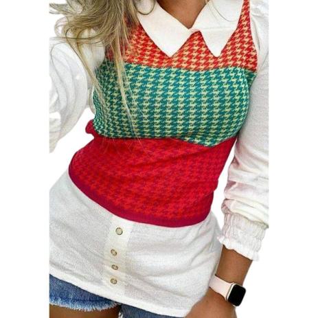 blusa trico trançada
