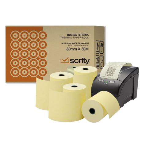 Bobina Termica 80 x 30 m Amarela 30 unidades Cupom Fiscal Scrity Menor preço em Bobina Termica 80 x 30 m Amarela 30 unidades Cupom Fiscal Scrity