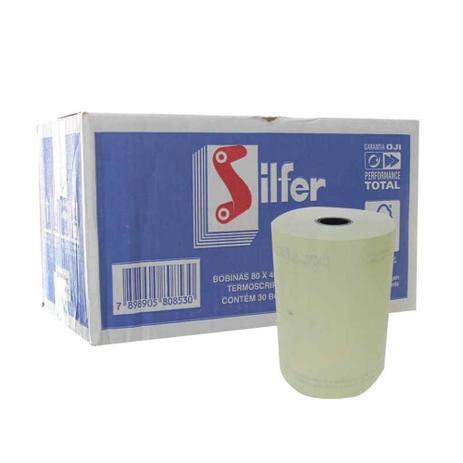 Bobina termica 80x40 scpt 56g/m2 / 30un / silfer Menor preço em Bobina termica 80x40 scpt 56g/m2 / 30un / silfer