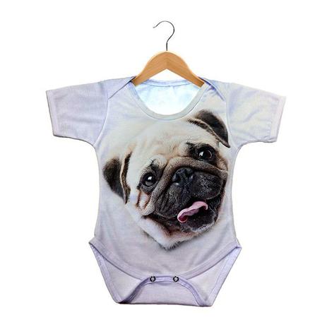 Body Bebe Cachorro Pug Bege 429k Body Para Bebes Magazine Luiza