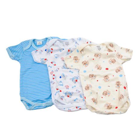 Body Bebê Masculino manga curta - Kit com 3 Unidades - Sati baby Menor preço em Body Bebê Masculino manga curta - Kit com 3 Unidades - Sati baby