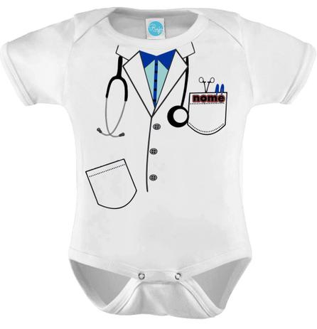 Body Bebê Médico ou Médica Jaleco Nome Personalizado - Raju