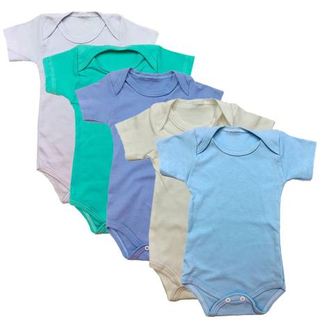 Body bebês kit com 5 peças manga curta liso algodão masculino - Dcp kids Menor preço em Body bebês kit com 5 peças manga curta liso algodão masculino - Dcp kids