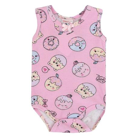 Body de Bebê Feminino Malha Cavado Donuts - Meia de leite Menor preço em Body de Bebê Feminino Malha Cavado Donuts - Meia de leite