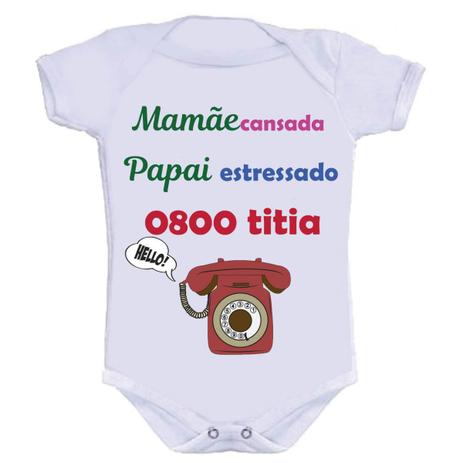 Body Divertido - 0800 Titia - Kalundu kids Menor preço em Body Divertido - 0800 Titia - Kalundu kids