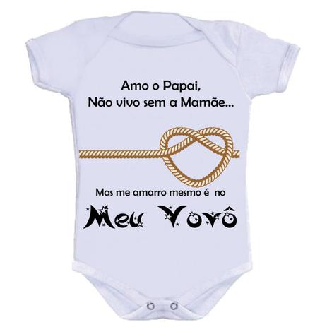 Body Divertido - Me Amarro No Vovô - Kalundu kids Menor preço em Body Divertido - Me Amarro No Vovô - Kalundu kids