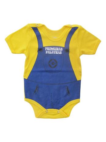 Body Divertido para Bebê Macacão Minions Manga Curta - Primeiras palavras Menor preço em Body Divertido para Bebê Macacão Minions Manga Curta - Primeiras palavras