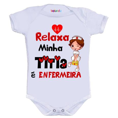 Body Divertido - Titia Enfermeira - Kalundu kids Menor preço em Body Divertido - Titia Enfermeira - Kalundu kids
