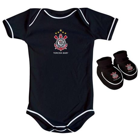 Body e Pantufa Corinthians Preto Torcida Baby Menor preço em Body e Pantufa Corinthians Preto Torcida Baby
