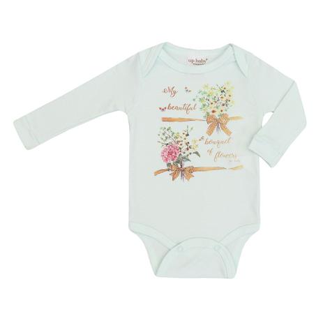 Body Feminino Bebê Suedine Manga Longa Bouquet - Up baby Menor preço em Body Feminino Bebê Suedine Manga Longa Bouquet - Up baby