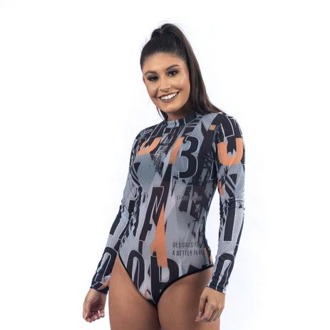 Body manga longa estampado - Obbia Menor preço em Body manga longa estampado - Obbia