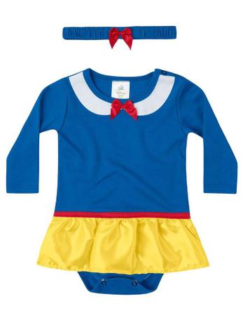 Body Marlan com Tiara Fantasia Longa Branca de Neve Azul Menor preço em Body Marlan com Tiara Fantasia Longa Branca de Neve Azul