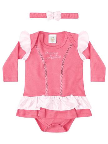 Body Marlan com Tiara Fantasia Longa Princesa Aurora Rosa Menor preço em Body Marlan com Tiara Fantasia Longa Princesa Aurora Rosa
