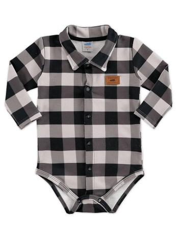 Body para Bebê Marlan Longa Xadrez Preto Menor preço em Body para Bebê Marlan Longa Xadrez Preto