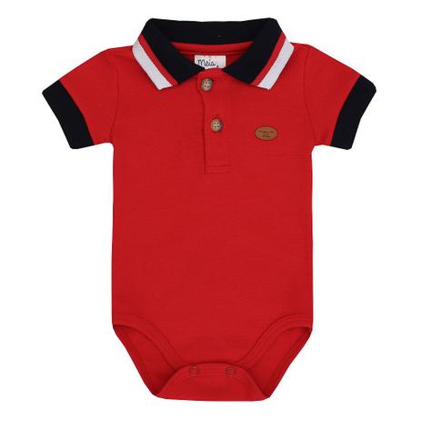 Body Polo de Bebê Masculino Manga Curta Vermelho - Meia de leite Menor preço em Body Polo de Bebê Masculino Manga Curta Vermelho - Meia de leite