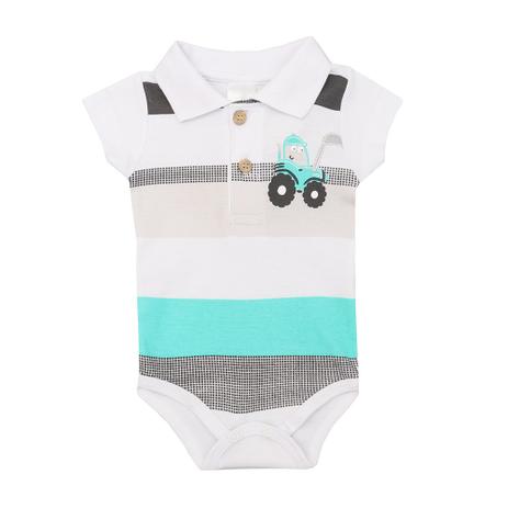 Body Polo Masculino Bebê Manga Curta Listrado - Meia de leite Menor preço em Body Polo Masculino Bebê Manga Curta Listrado - Meia de leite