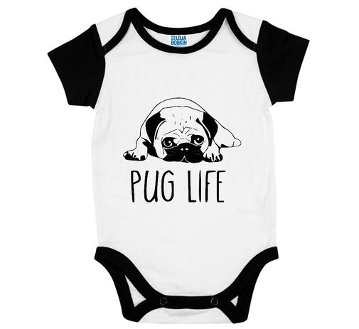 Body Raglan Para Bebe Pug Life Cachorro Loja Bobkin Moda Infantil Magazine Luiza