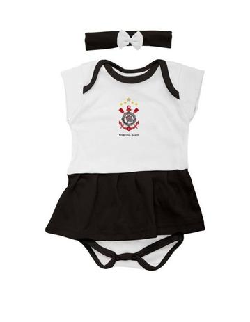 Body Saia Corinthians Com Tiara Oficial - Torcida Baby Menor preço em Body Saia Corinthians Com Tiara Oficial - Torcida Baby