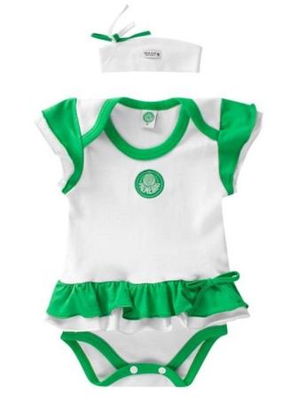 Body Vestido Bebê Palmeiras com Tiara Oficial - Revedor Menor preço em Body Vestido Bebê Palmeiras com Tiara Oficial - Revedor