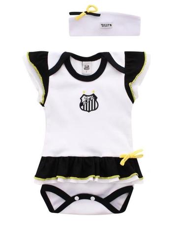 Body Vestido Bebê Santos com Tiara Oficial - Revedor Menor preço em Body Vestido Bebê Santos com Tiara Oficial - Revedor