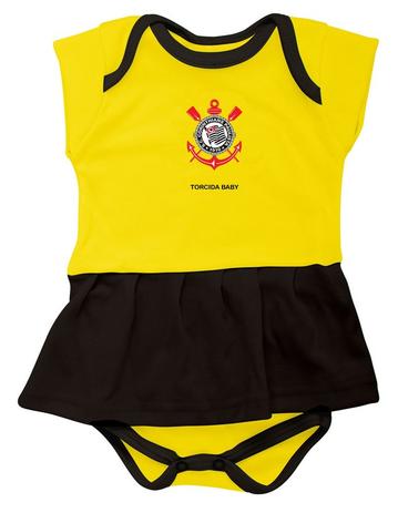 Body Vestido Corinthians Amarelo Torcida Baby Menor preço em Body Vestido Corinthians Amarelo Torcida Baby