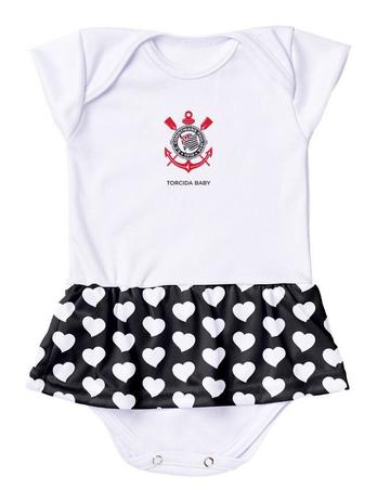 Body Vestido Corinthians Corações Torcida Baby Menor preço em Body Vestido Corinthians Corações Torcida Baby