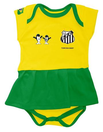 Body Vestido Santos Amarelo Torcida Baby Menor preço em Body Vestido Santos Amarelo Torcida Baby