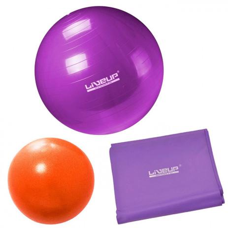 Bola 55cm Roxa + Overball 25 Cm + Faixa Elastica Media Liveup Menor preço em Bola 55cm Roxa + Overball 25 Cm + Faixa Elastica Media Liveup