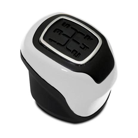 Bola de Câmbio Manopla Mobi Novo Uno Idea Palio Siena Strada Fiorino Preto e Branco com Anel Cromado - Nat é boa?