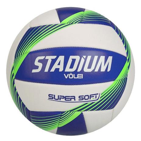 Bola de Vôlei Super Soft Branca e Azul - Stadium Menor preço em Bola de Vôlei Super Soft Branca e Azul - Stadium