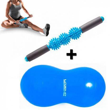 Bola Feijao 90 X 45 Cm + Bastao de Massagem com 3 Bolinhas Liveup Menor preço em Bola Feijao 90 X 45 Cm + Bastao de Massagem com 3 Bolinhas Liveup