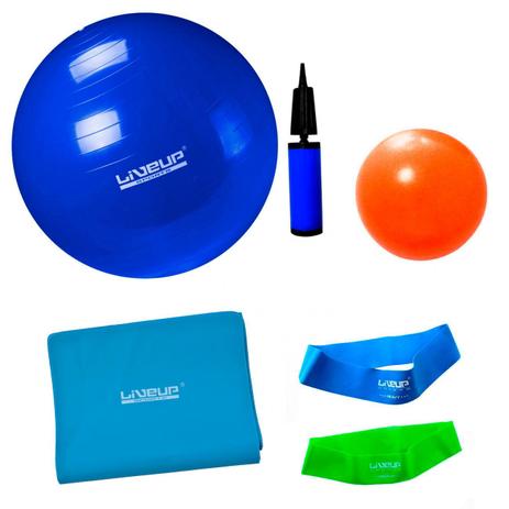 Bola Suica 65 Cm + Mini Bomba + 2 Mini Bands + Faixa Elastica Forte + Overball 25 Cm Liveup Menor preço em Bola Suica 65 Cm + Mini Bomba + 2 Mini Bands + Faixa Elastica Forte + Overball 25 Cm Liveup