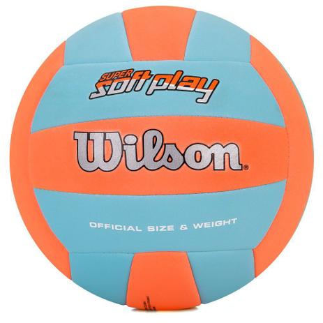 Bola Vôlei Wilson Super Soft Play - Laranja/Azul Menor preço em Bola Vôlei Wilson Super Soft Play - Laranja/Azul