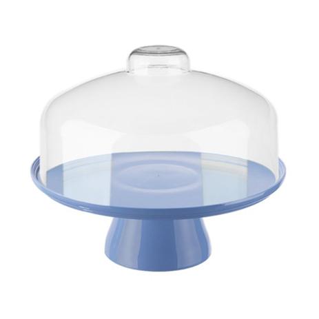 Boleira Cake Azul com Cúpula 19,5x19,5x16,2 - Coza Menor preço em Boleira Cake Azul com Cúpula 19,5x19,5x16,2 - Coza