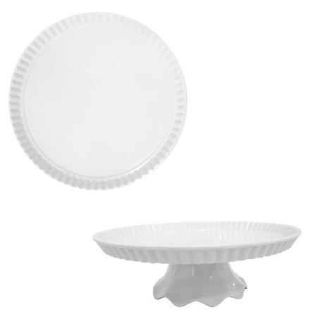 Boleira com pé alto bandeja decorada melamina 27,8 cm ø - Top rio Menor preço em Boleira com pé alto bandeja decorada melamina 27,8 cm ø - Top rio